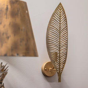 Applique a Foglia in Metallo Oro H.50×15×16 cm - KeyHome Store