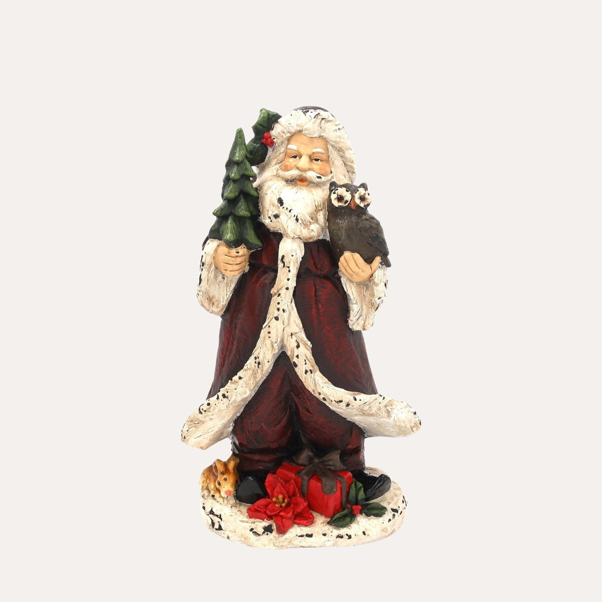 Babbo Natale con Civetta in Resina H.36×22×13 cm - KeyHome Store