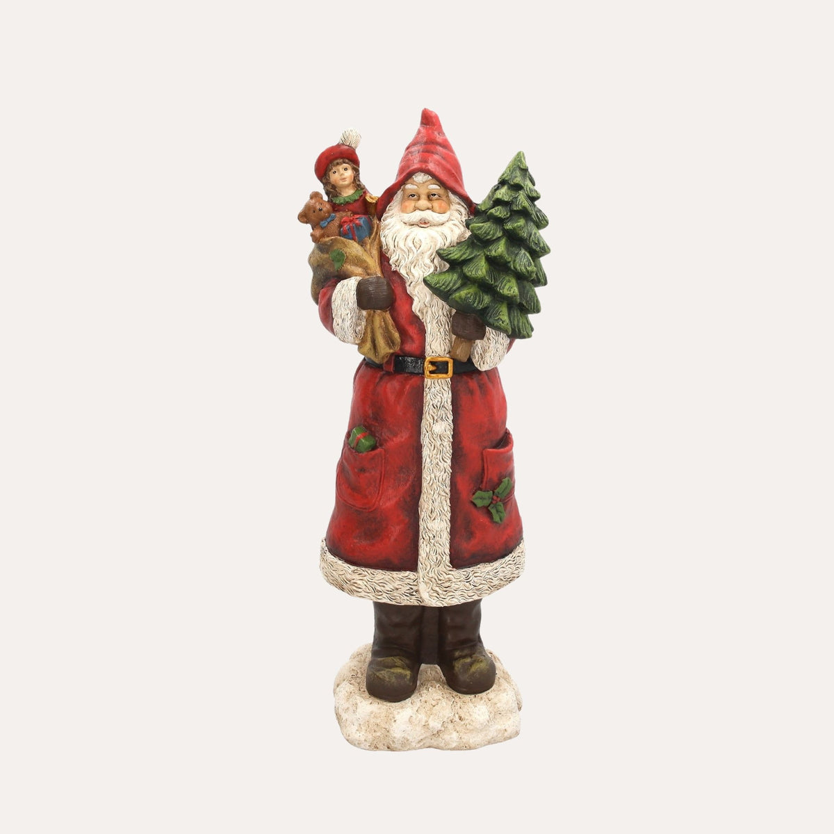 Babbo Natale con Pino in Resina 47x18x17 cm
