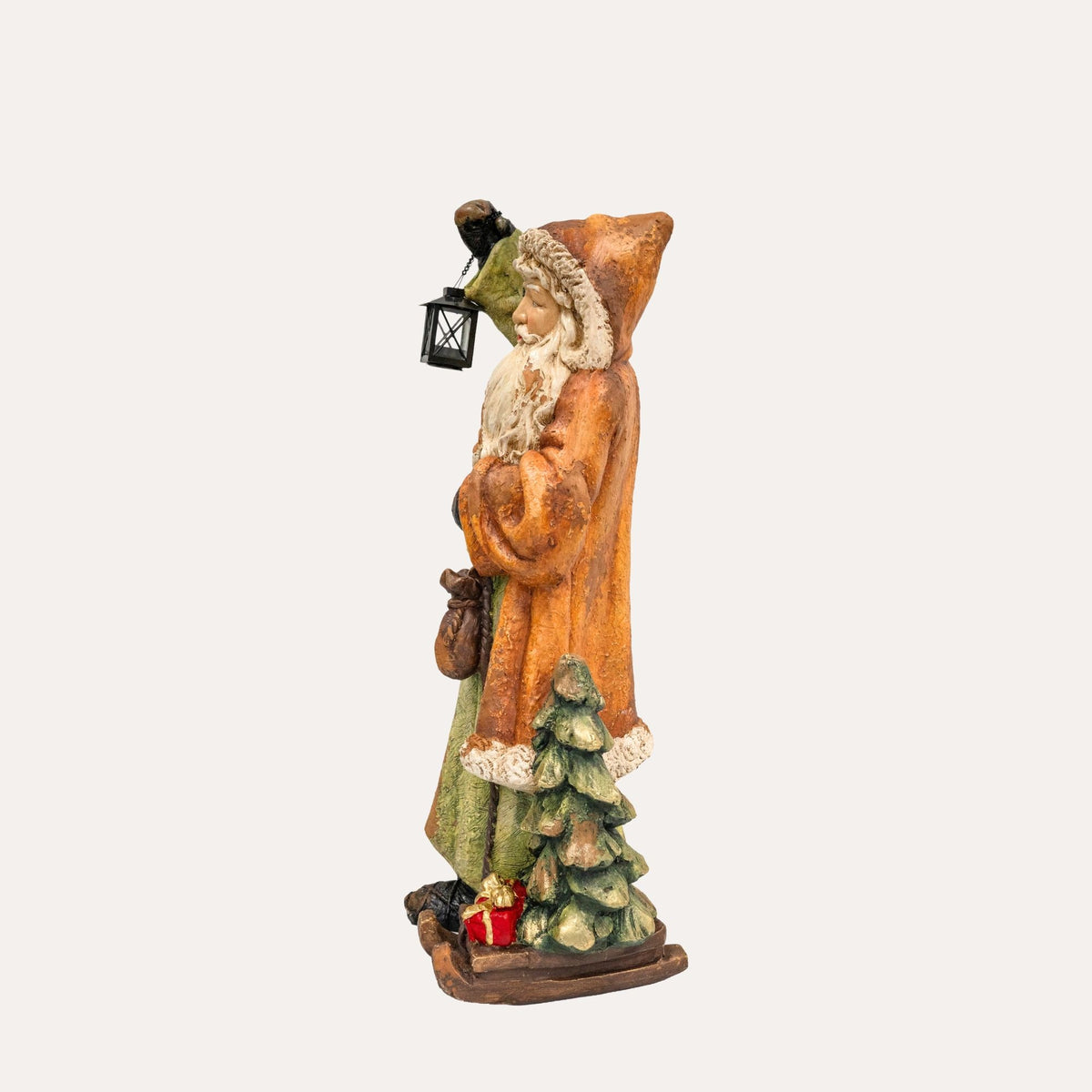 Babbo Natale con Slitta in Resina Verde H.85x47x35 cm - KeyHome Store