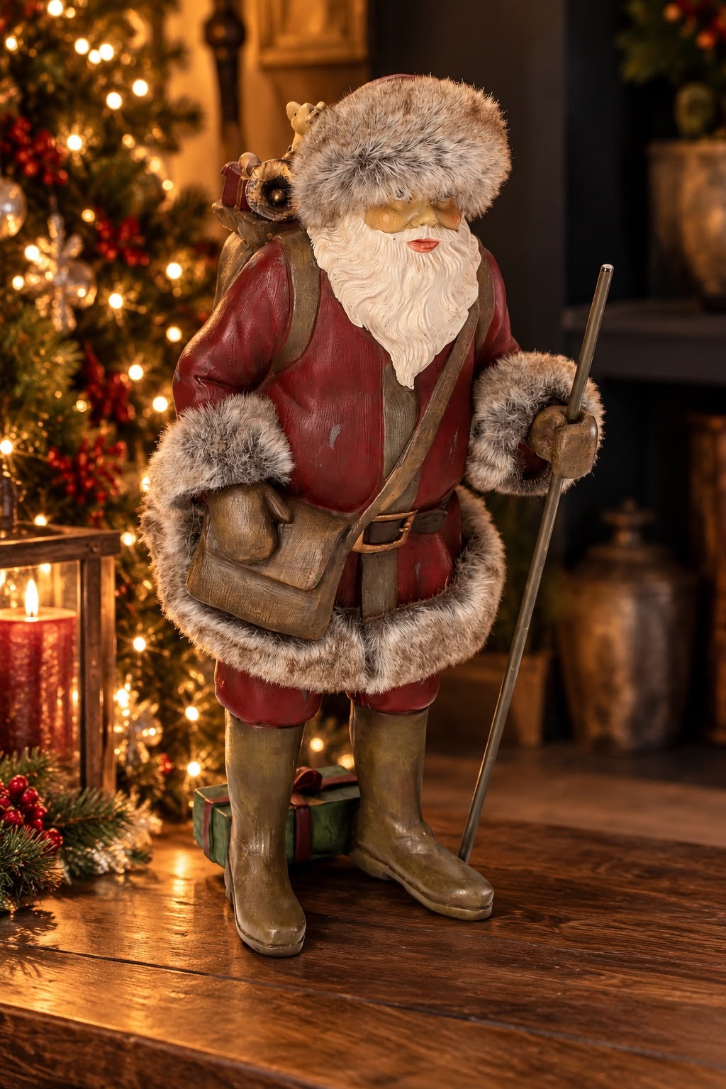 Babbo Natale con Sacco di Doni in Resina H.29×15 cm - KeyHome Store
