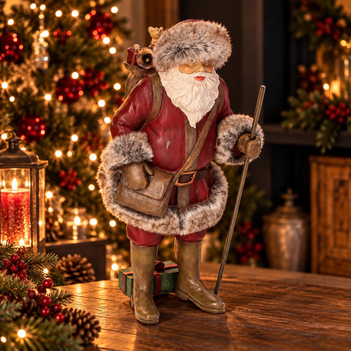 Babbo Natale con Sacco di Doni in Resina H.29×15 cm - KeyHome Store