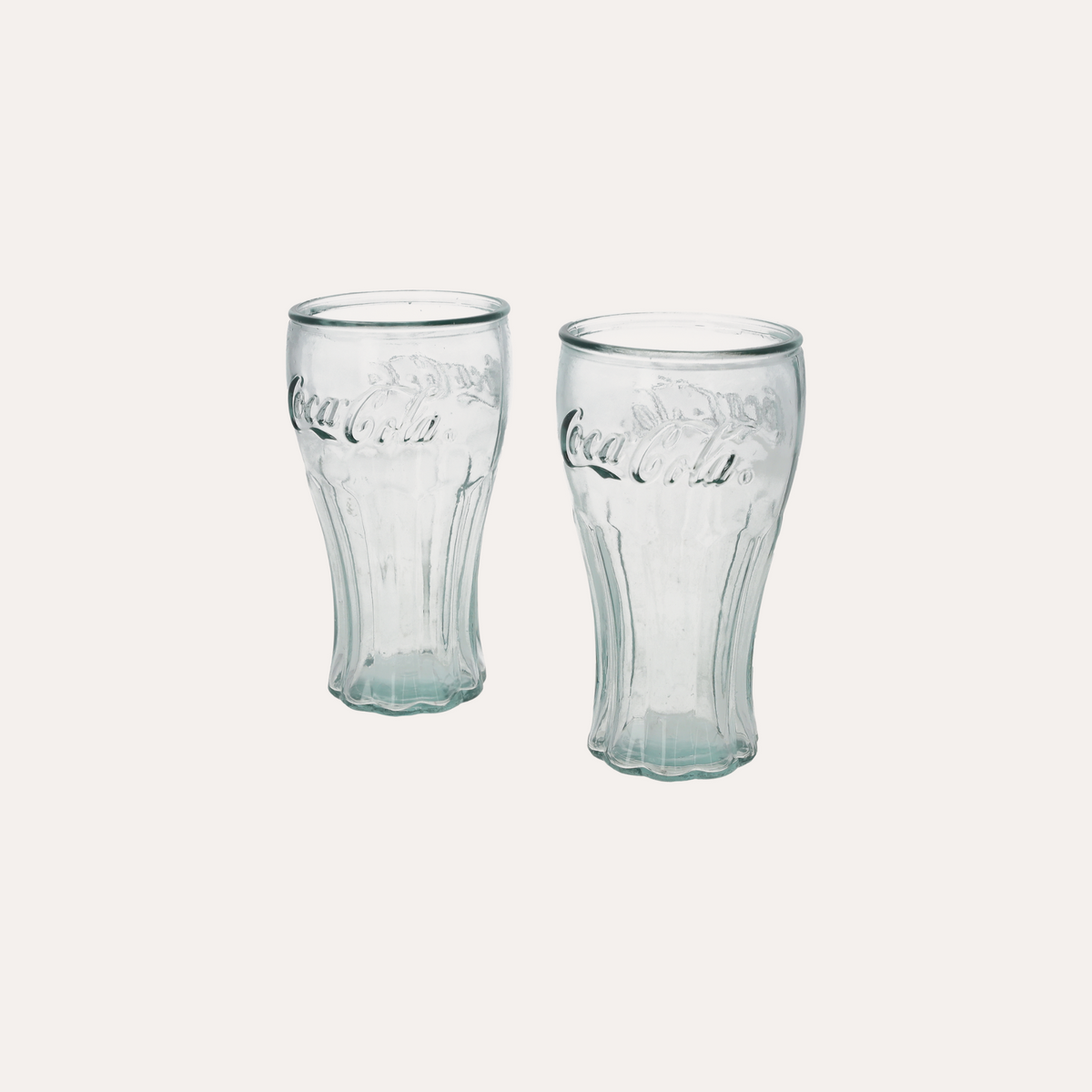 Set 2 Bicchieri in Vetro Stile Coca-Cola H16 cm Ø9 cm