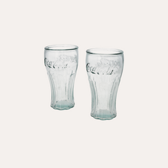 Set 2 Bicchieri in Vetro Stile Coca-Cola H16 cm Ø9 cm