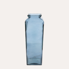 Vaso rettangolare in vetro fumé blu H45x14 cm