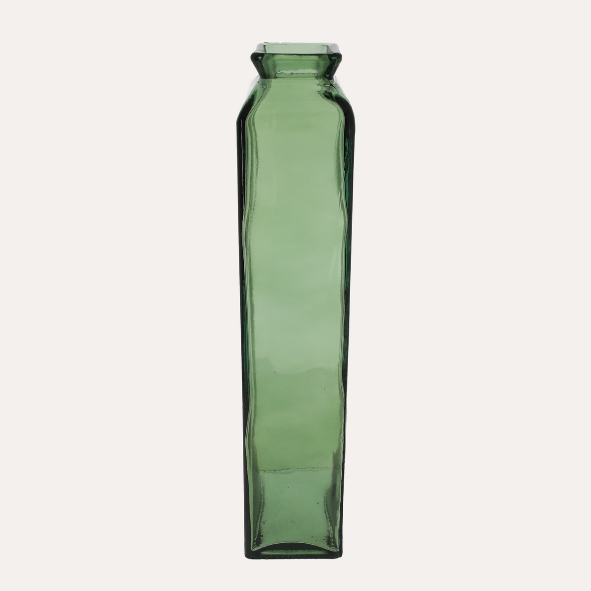 Rechteckige Vase aus grünem Recyclingglas H45x14 cm