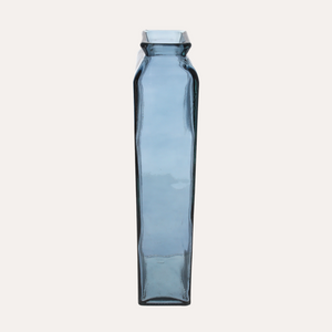 Vaso rettangolare in vetro fumé blu H45x14 cm