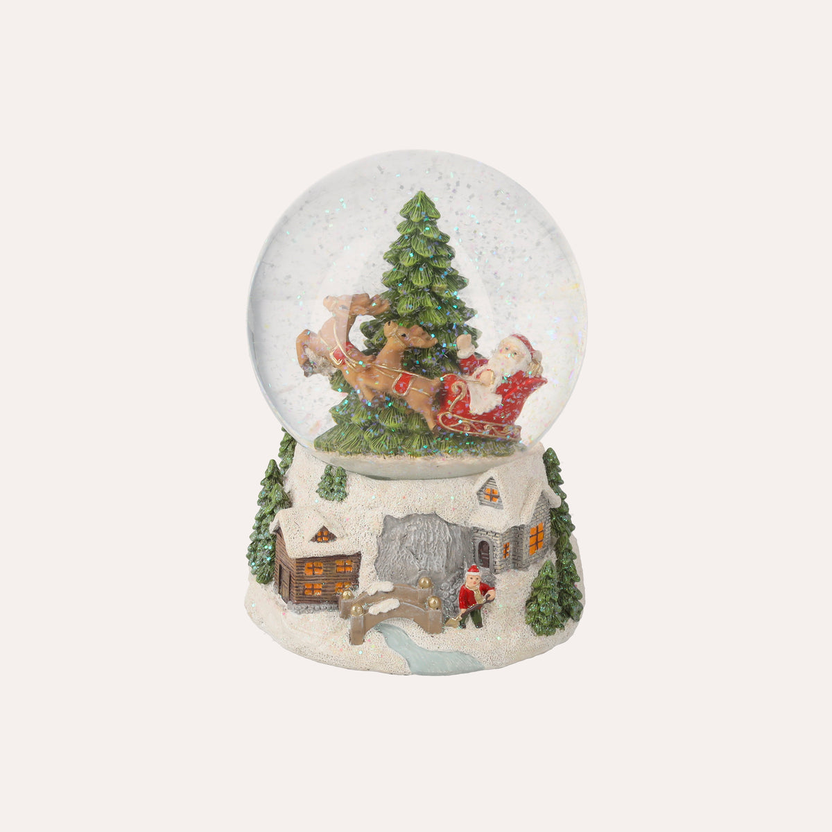 Weihnachtskugel mit Weihnachtsmann-Spieluhr – H 18 x T 13 cm
