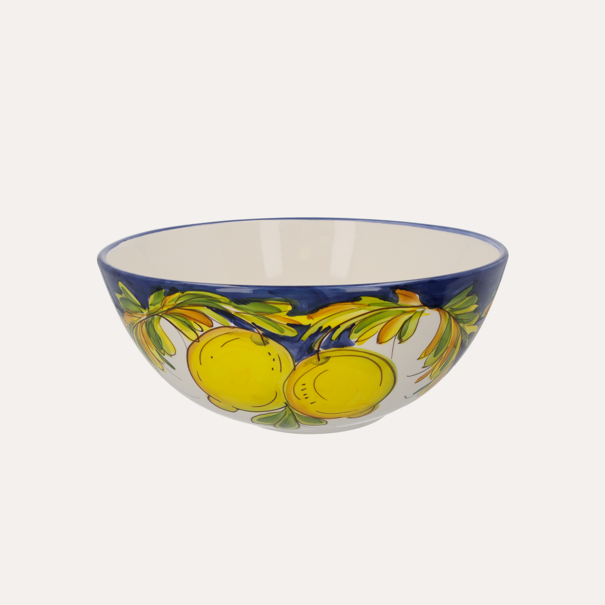 Cuenco grande de cerámica “Lemon” amarillo y azul Al.12xP30 cm