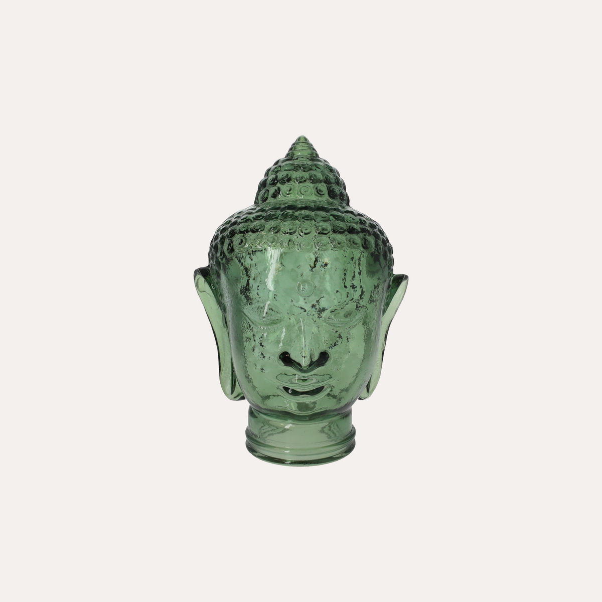 Testa Buddha Decorativa in Vetro Verde H. 30 cm