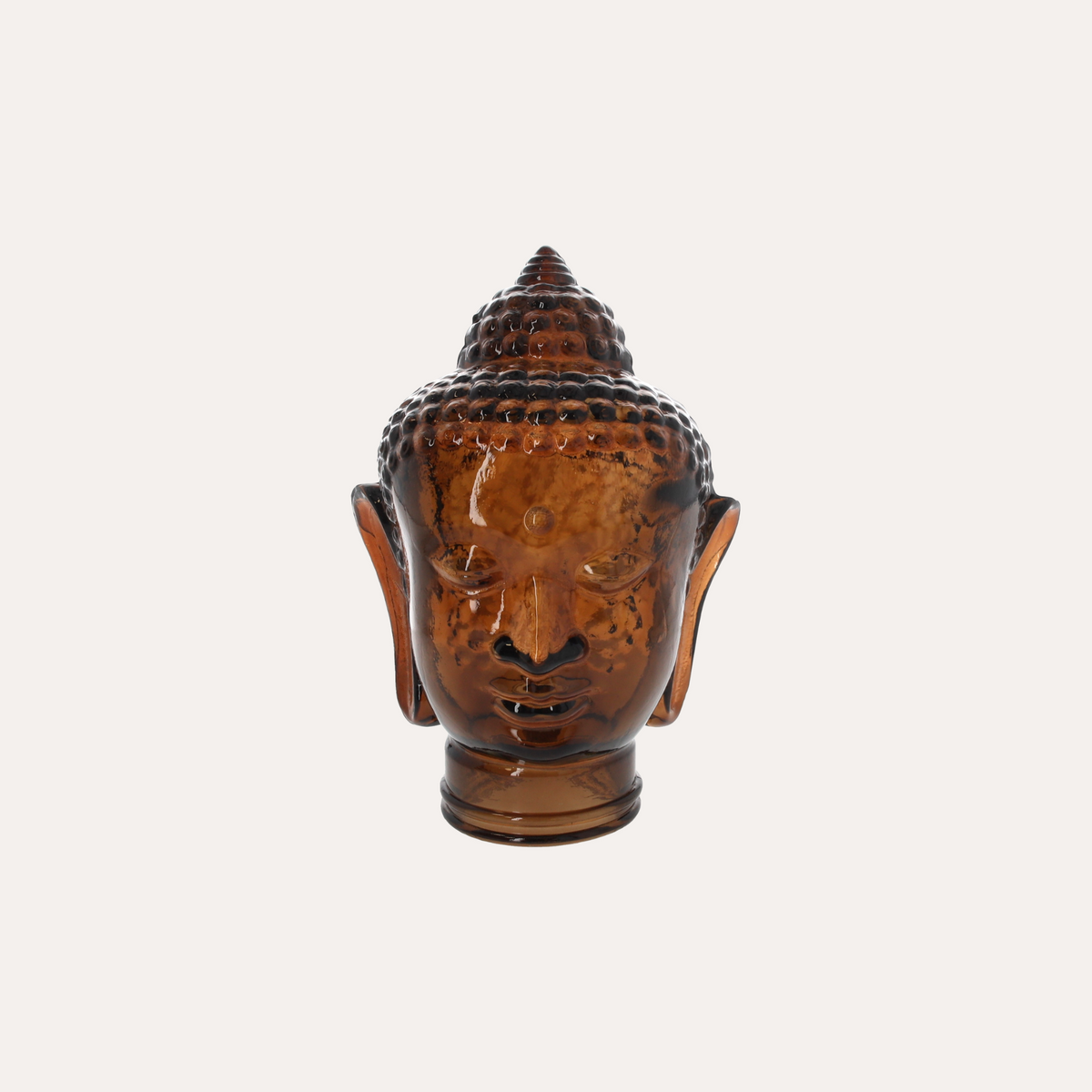 Testa Buddha Decorativa in Vetro Ambra H. 30 cm