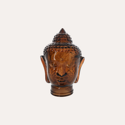 Testa Buddha Decorativa in Vetro Ambra H. 30 cm