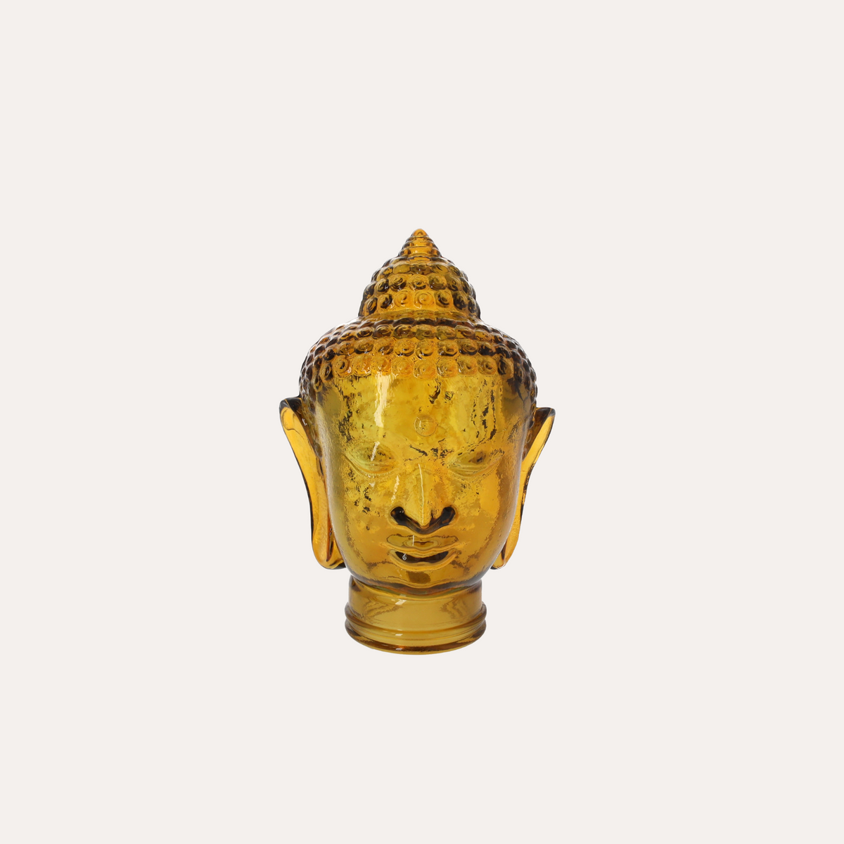 Testa Buddha Decorativa in Vetro Giallo H. 30 cm