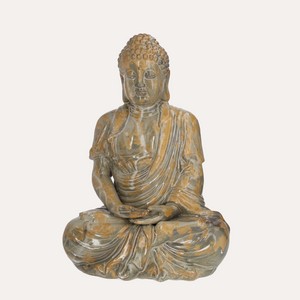 Statua Buddha in Ceramica Effetto Marmorizzato H.50 cm