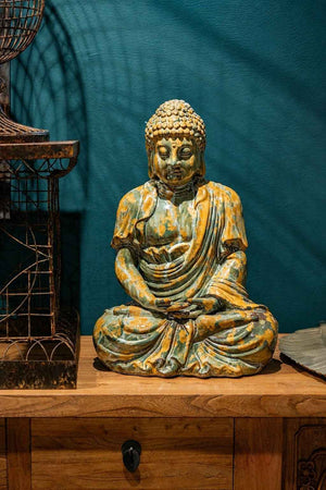 Statua Buddha in Ceramica Effetto Marmorizzato H.50 cm