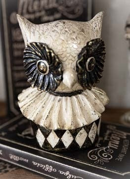 Busto de Coruja em Resina Bege 20x25 cm - KeyHome Store