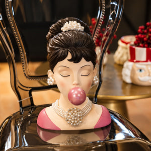 Busto Donna Gramour in Resina Rosa H.30 cm - KeyHome Store