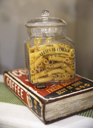 Glass Jars with Lid and French Writing – Vintage Style Kitchen Containers