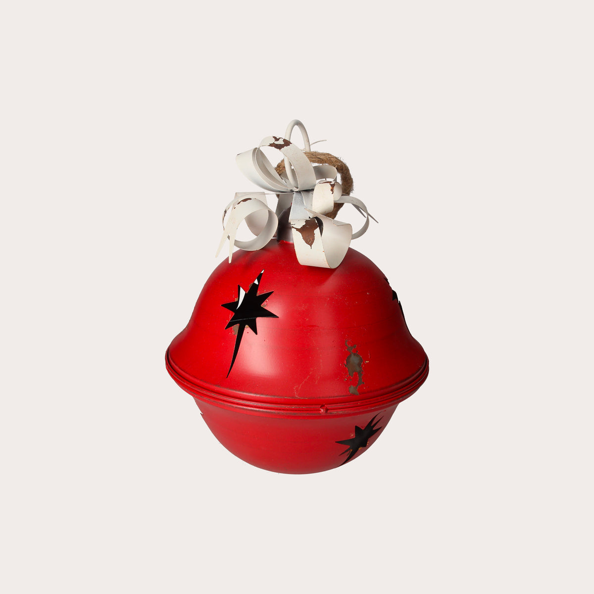 Rote Weihnachtsglocke aus Metall mit weißer Schleife