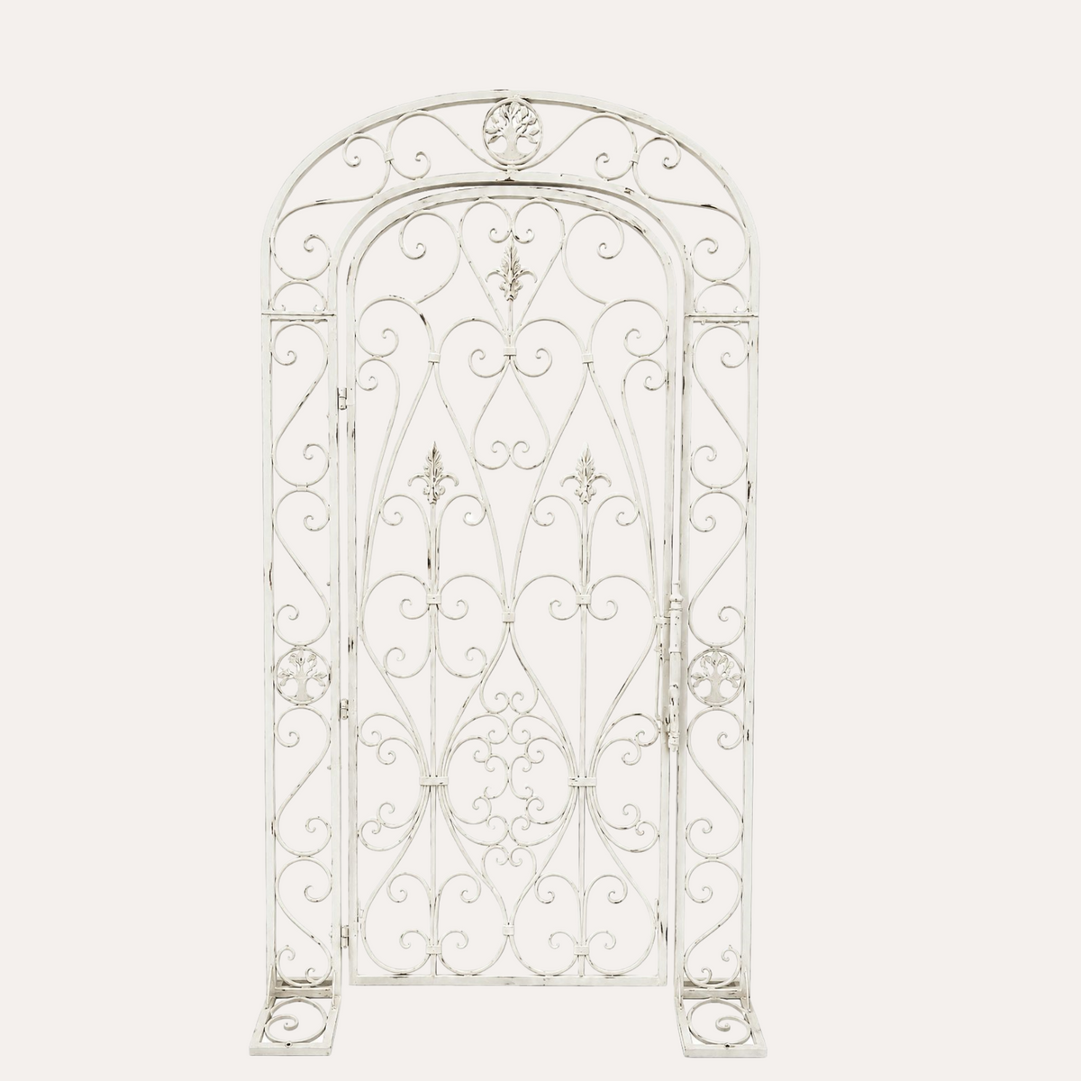 Cancello Decorativo in Ferro Bianco Anticato 130x232 cm