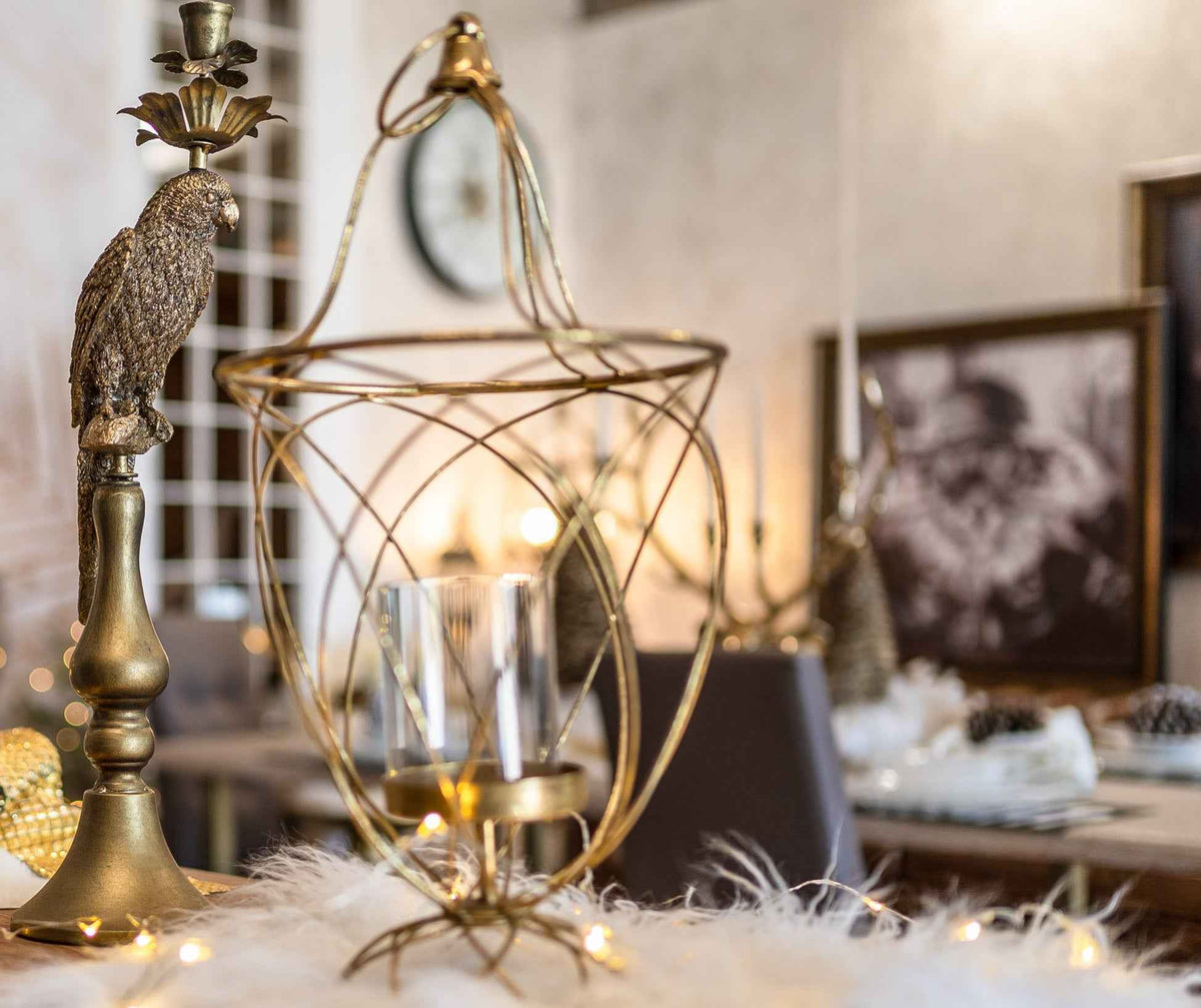 Decorative Candelabra in the Shape of a Parrot in Gold Metal H50 cm - Elegant and Original Design