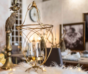 Decorative Candelabra in the Shape of a Parrot in Gold Metal H50 cm - Elegant and Original Design