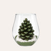 Vela Pinha Verde com Caixa de Vidro Verde H.22 cm