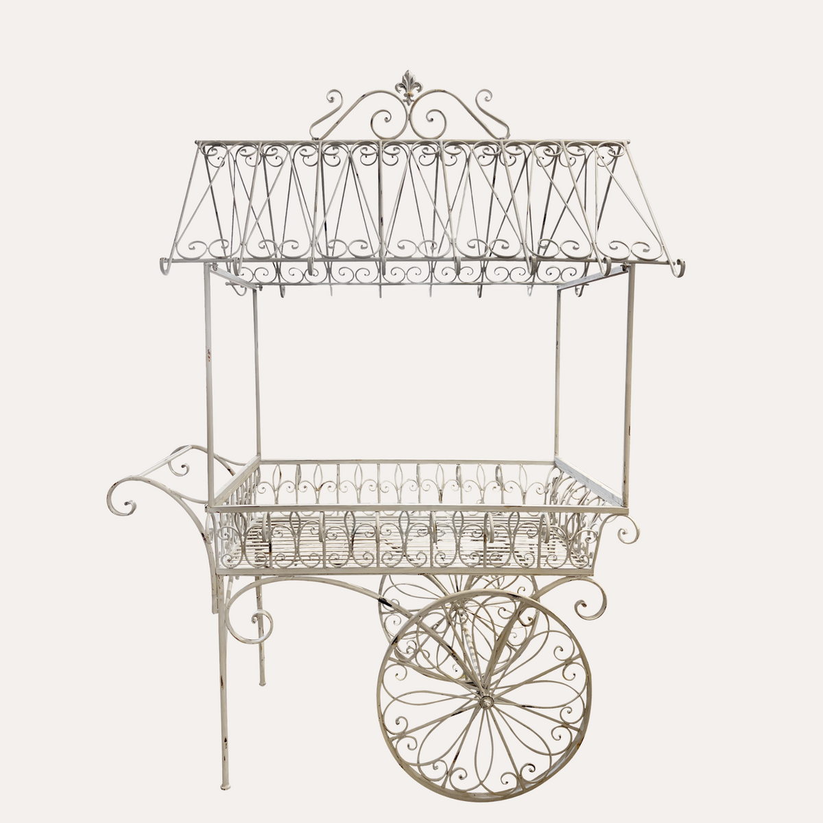 Carretto in Ferro Bianco H.237x175x100 cm