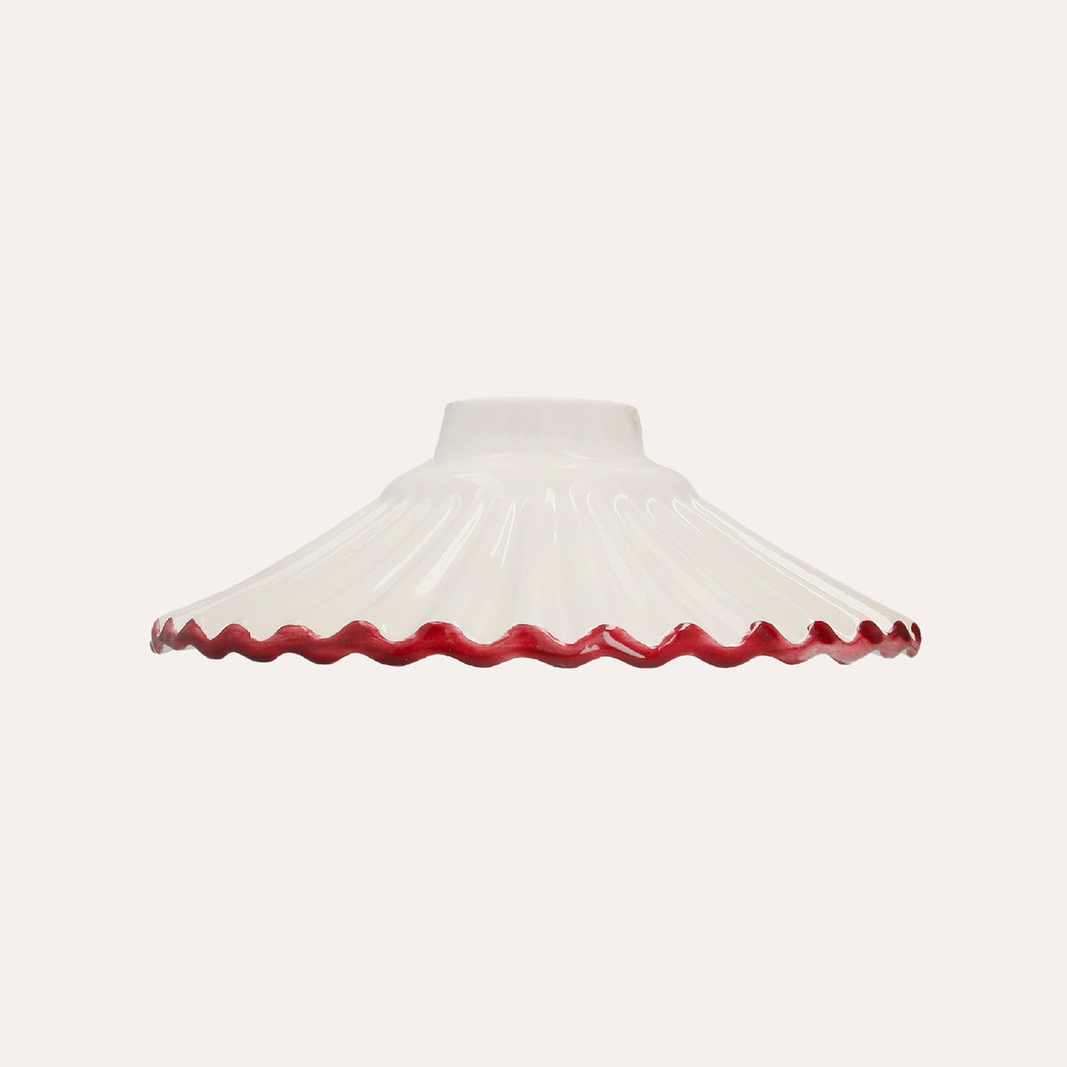 White Ceramic Lampshade with Pink Edge Ø 20 cm