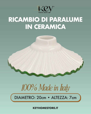 White Ceramic Lampshade with Green Edge