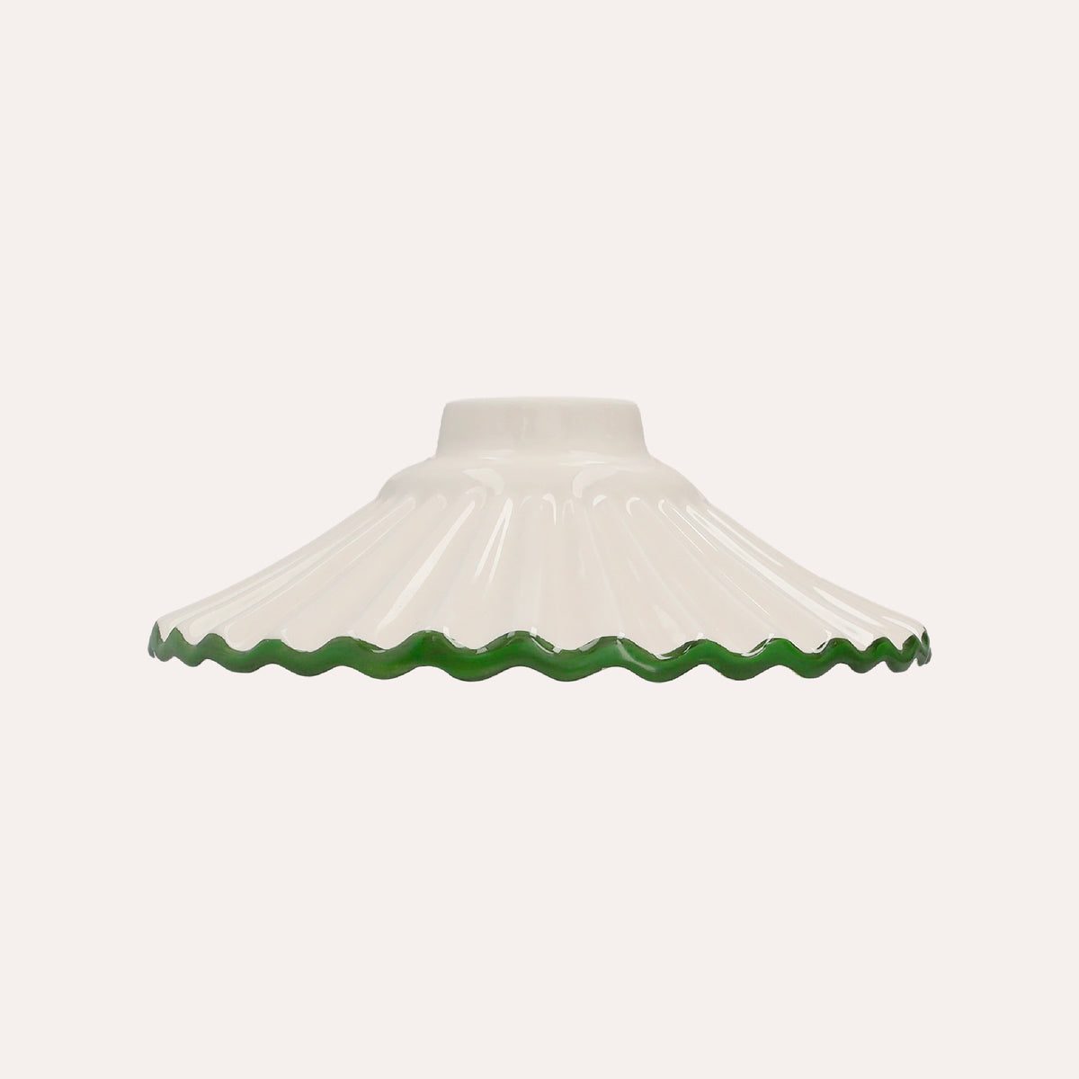 Paralume in Ceramica Bianca con Bordo Verde Ø. 20 cm