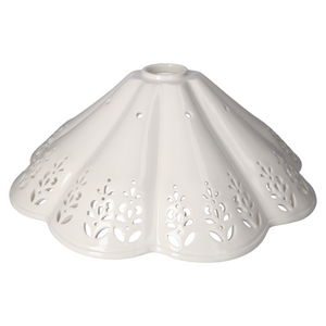 Perforated White Ceramic Lampshade, Rustic Style - 38 cm