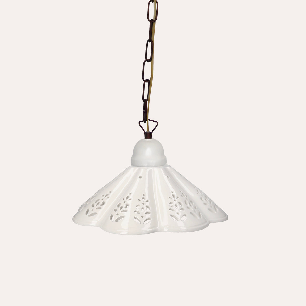 Lampadario Rustico in Ceramica Bianca Ø. 30cm
