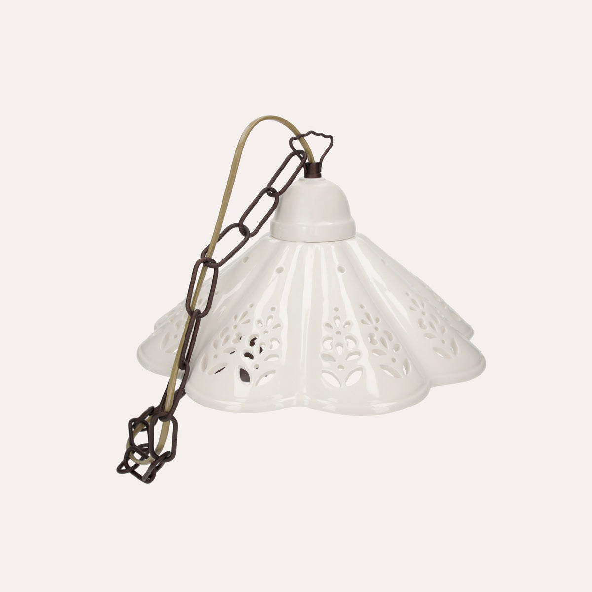 Lampadario Rustico in Ceramica Bianca Ø. 30cm