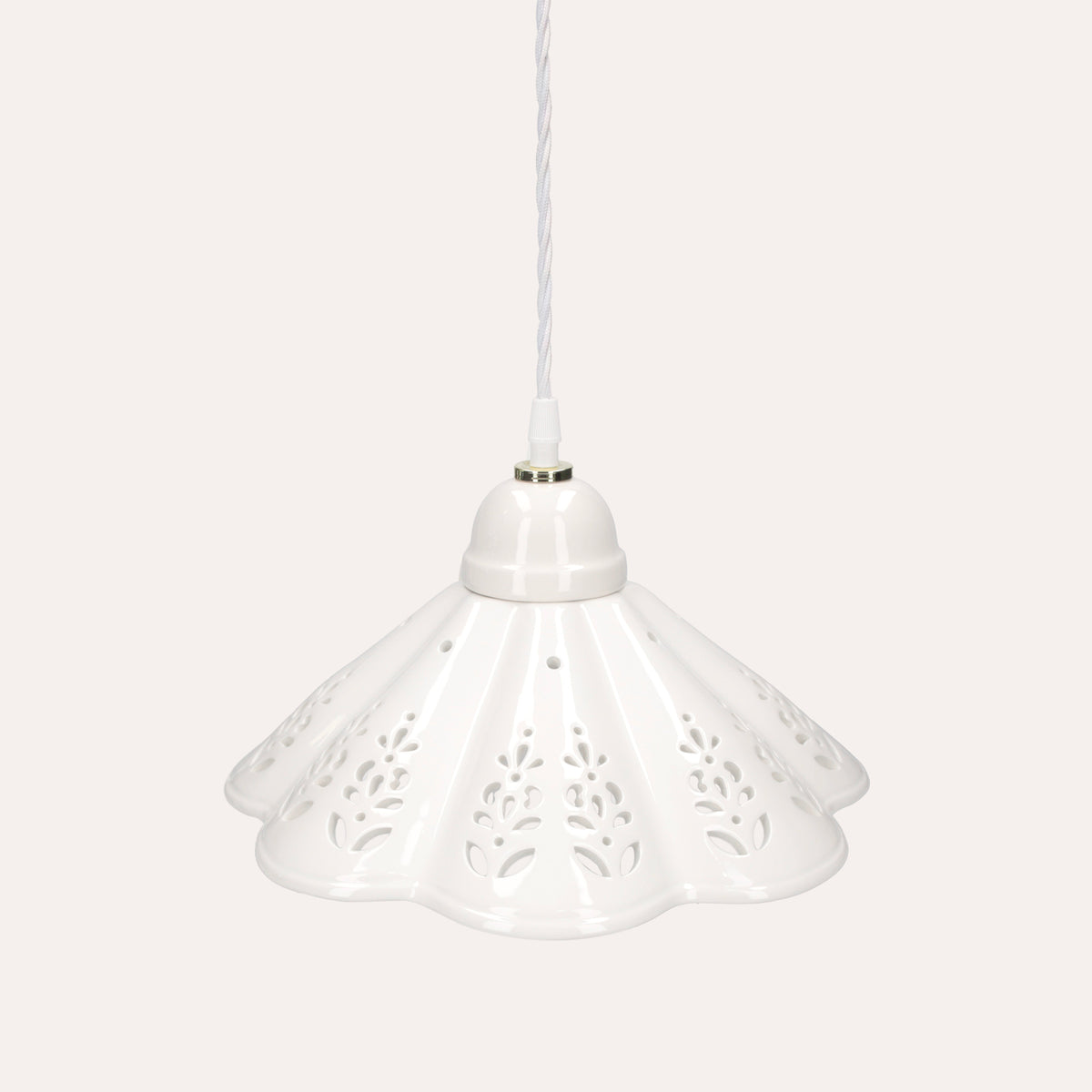 Lampadario Traforato in Ceramica Bianca Ø. 30cm