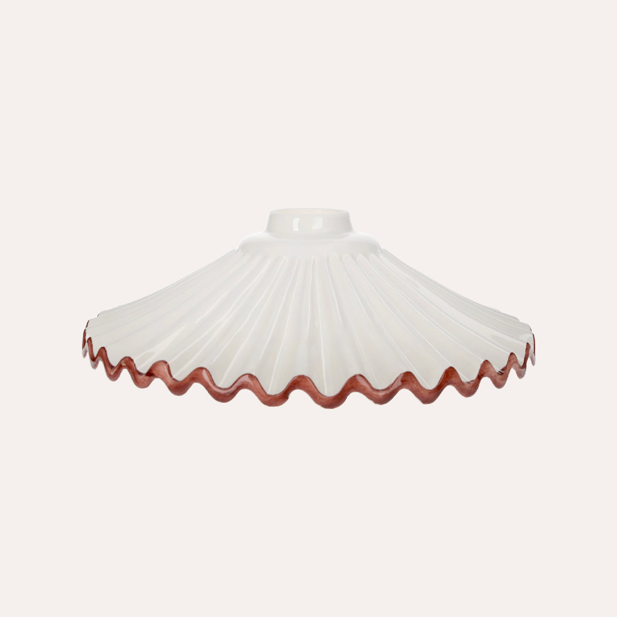 Rustic White Ceramic Lampshade with Brown Edge Ø 30 cm