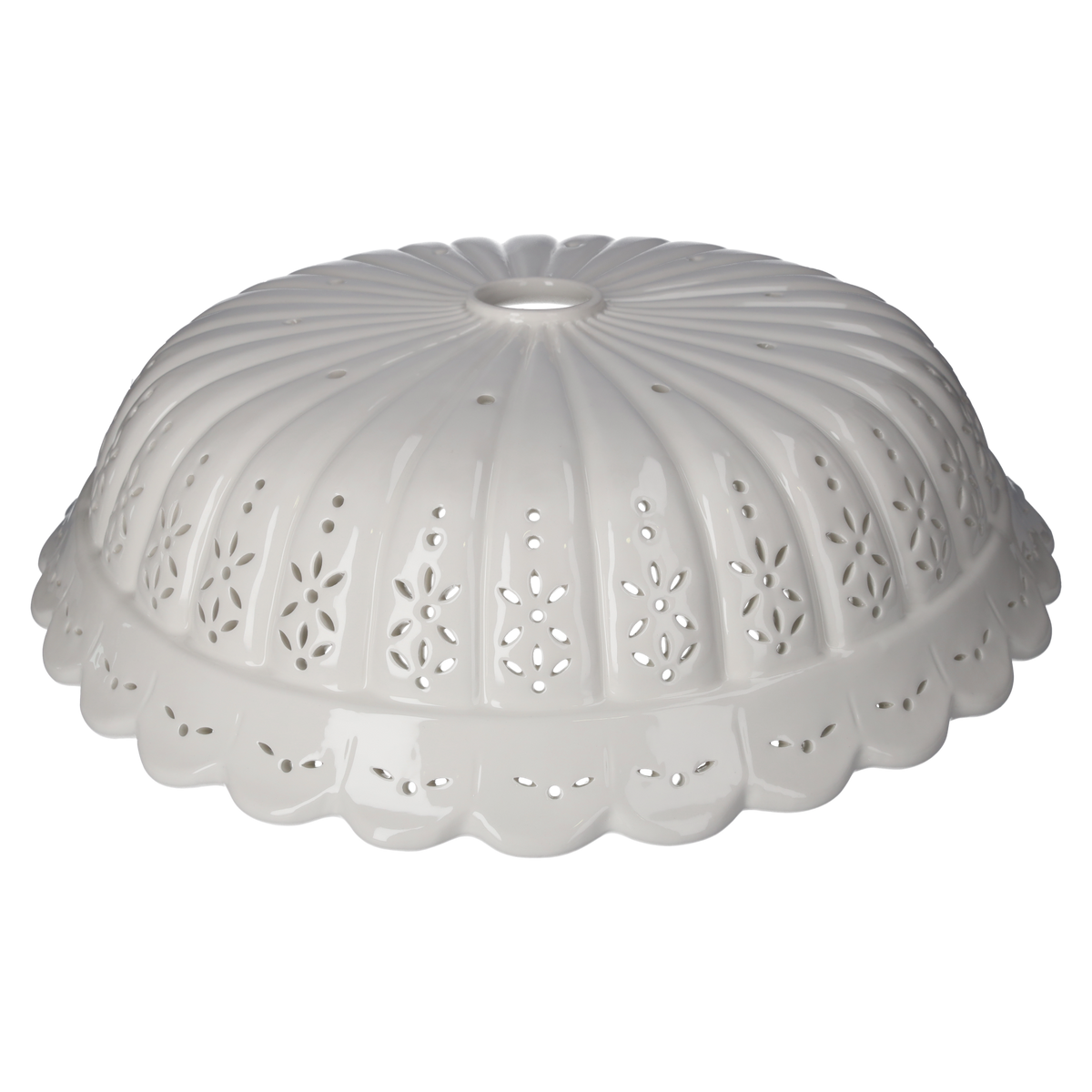Abat-jour rond 42 cm en céramique blanche perforée