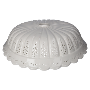 Abat-jour rond 42 cm en céramique blanche perforée