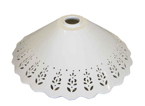 Paralume Artigianale in Ceramica Bianca con Lavorazione Traforata d. 40 cm