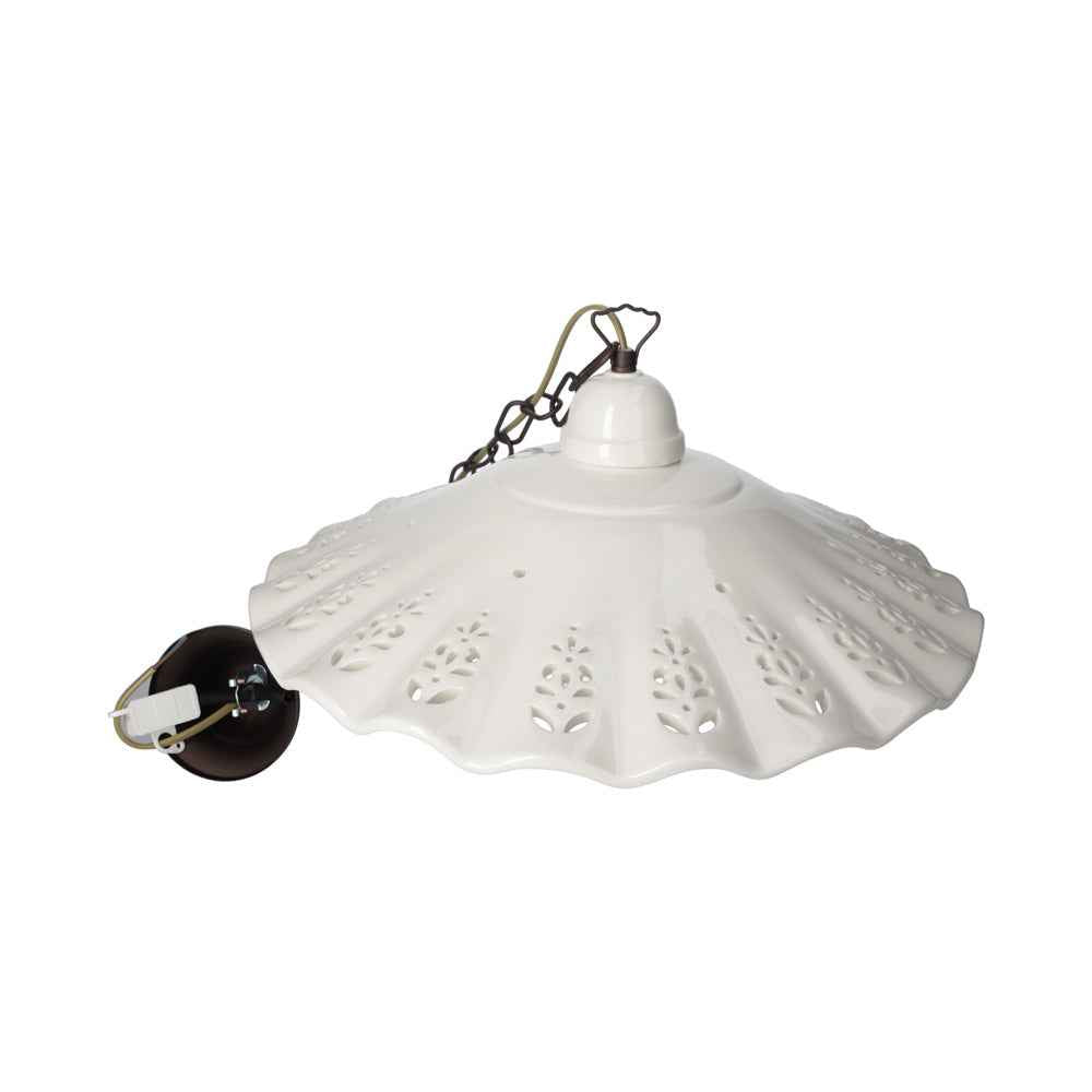 Lampadario a Sospensione in Ceramica Bianca Rustica