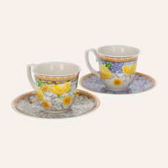 Coppia di Tazzine in Ceramica con Decoro Limoni