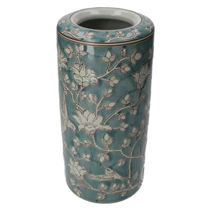 Potiche in Marine Green Porcelain with White Arabesque