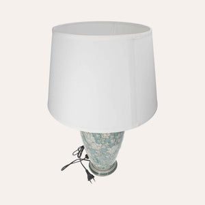 Lampe en céramique vert aigue-marine avec abat-jour blanc