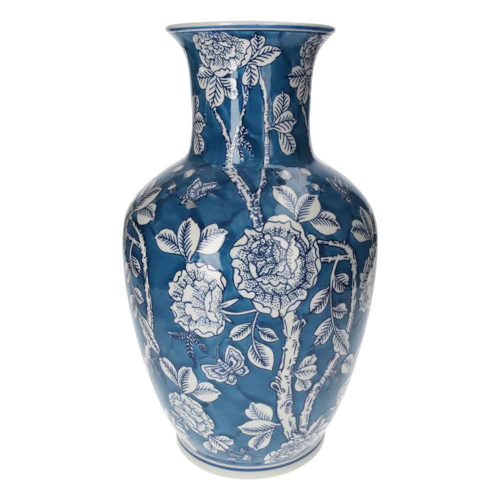 Elegant Porcelain Vase with Flowers and Butterflies
