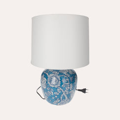 Lampada con Fiori e Farfalle in Porcellana Blu H.45 cm - KeyHome Store