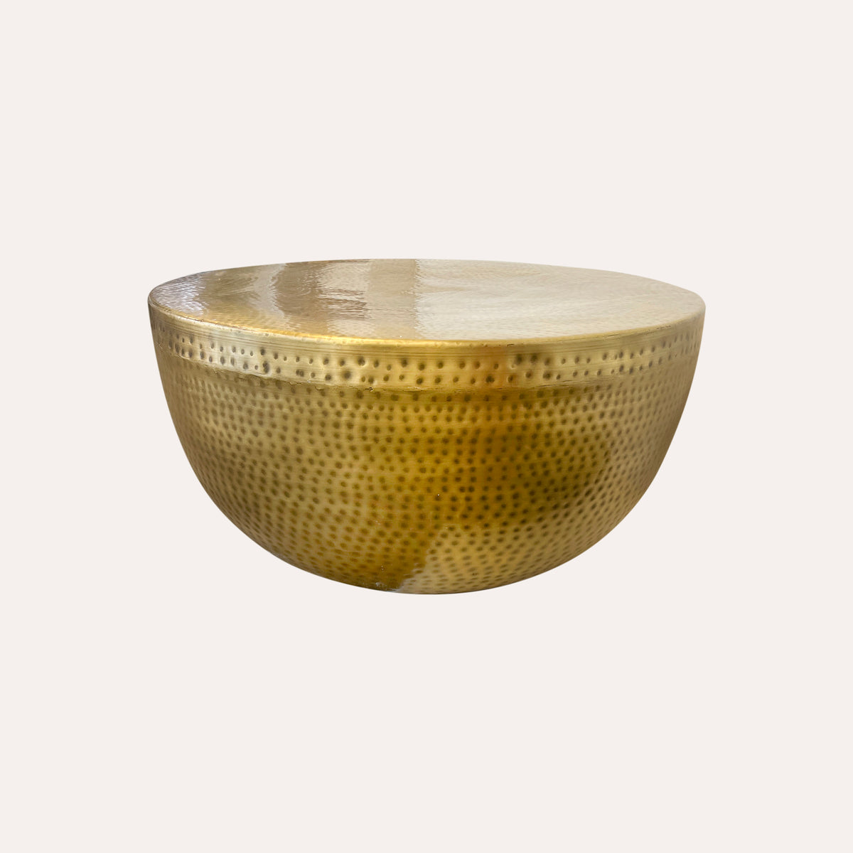 Tavolino oro rotondo in Metallo Rame con Design Esagonale