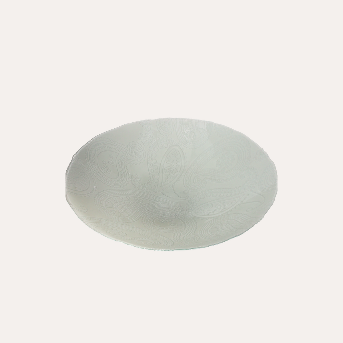 Centro de mesa de cristal blanco decorado Ø 40 cm, altura 10