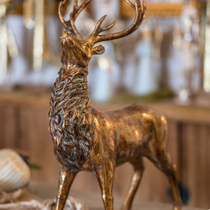 Statua Cervo in Resina Oro Lucido H.60 cm - KeyHome Store