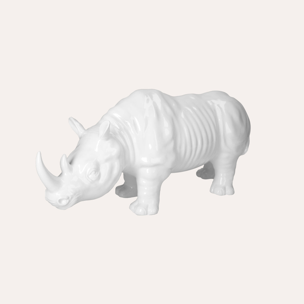 Rinoceronte in Ceramica Bianco H. 25 cm