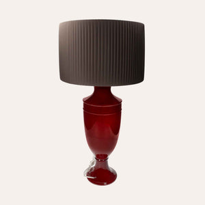 Lampada Decorativa in Ceramica Color Bordeaux da Tavolo - Made in Italy